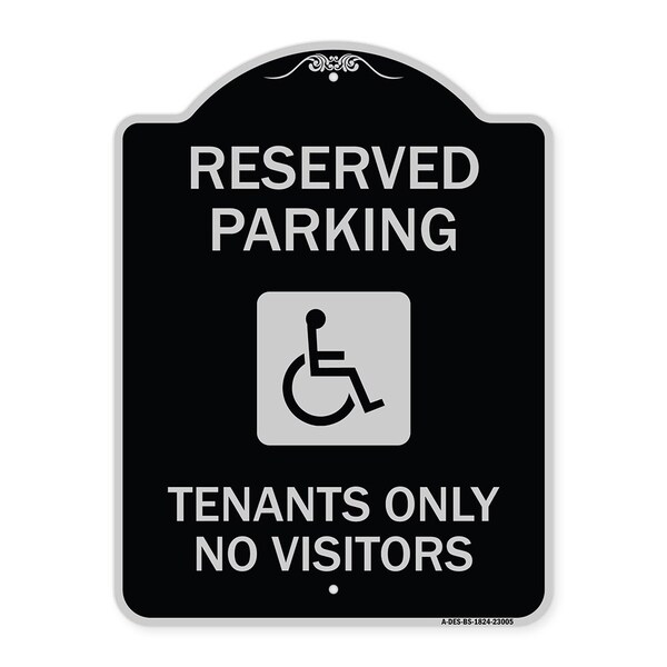 Reserved Parking Tenants No Visitors W/ Graphic Heavy-Gauge Aluminum Sign, 24" x 18", BS-1824-23005